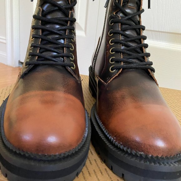NWT Urban Outfitters Leather Brown Combat Boots Size Men's 9/EU 42 - Picture 6 of 11